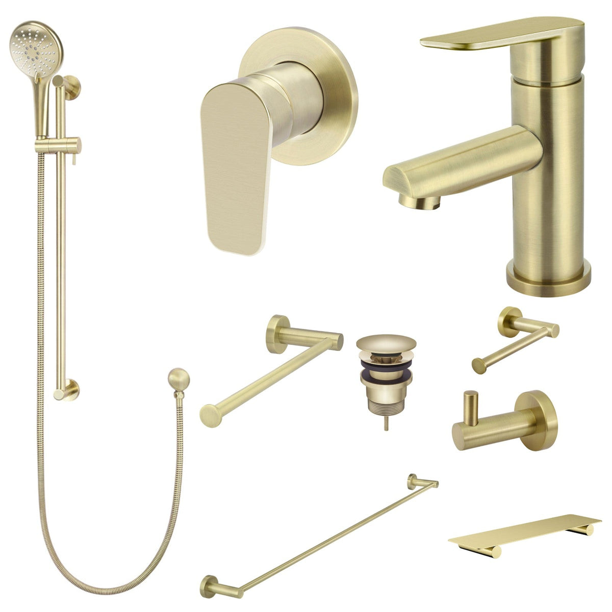 Meir Round Paddle 10-Piece Bathroom Package - Tiger Bronze: every piece in the package