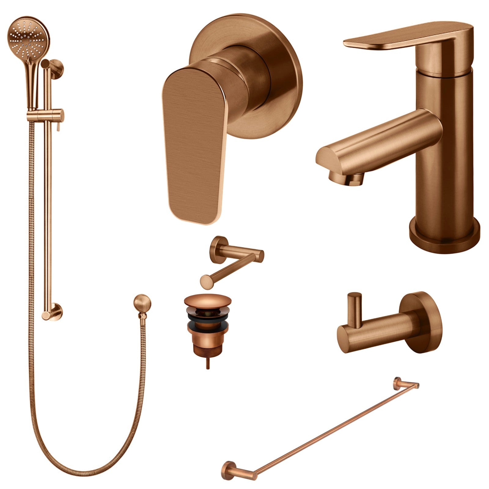 Meir Round Paddle 8-Piece Bathroom Package - Lustre Bronze: every piece in the package