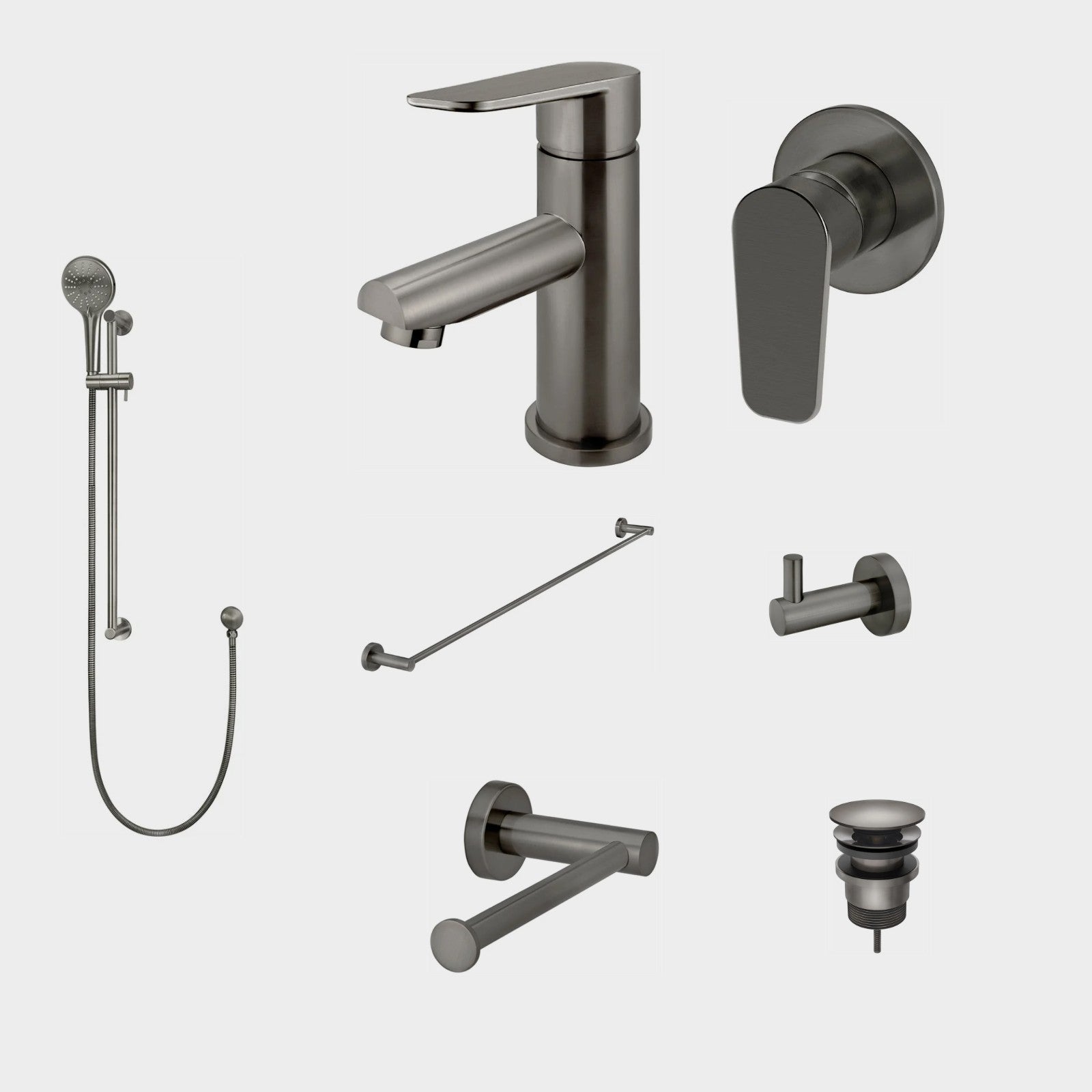 Meir Round Paddle 8-Piece Bathroom Package - Shadow: every piece in the package