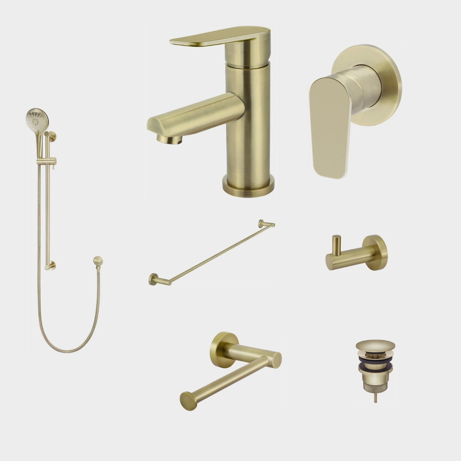 Meir Round Paddle 8-Piece Bathroom Package - Tiger Bronze: every piece in the package