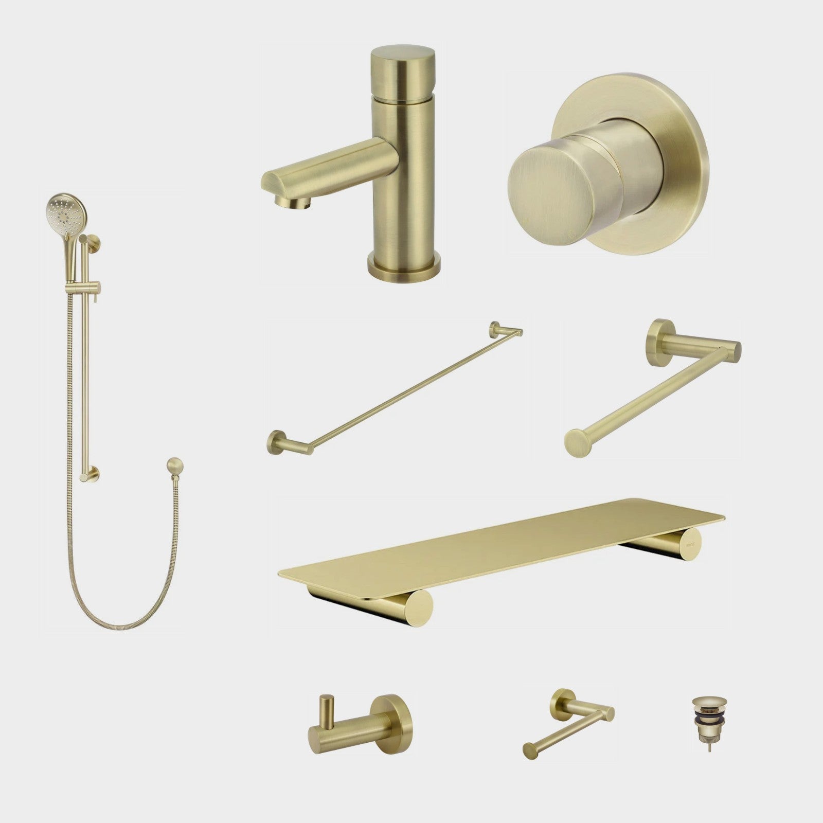 Meir Round Pinless 10-Piece Bathroom Package - Tiger Bronze: every piece in the package
