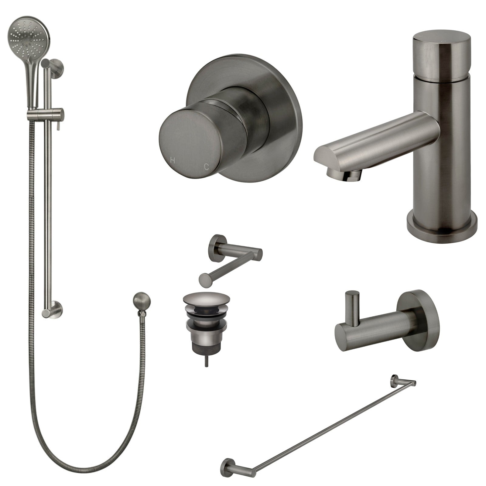 Meir Round Pinless 8-Piece Bathroom Package - Shadow: every piece in the package