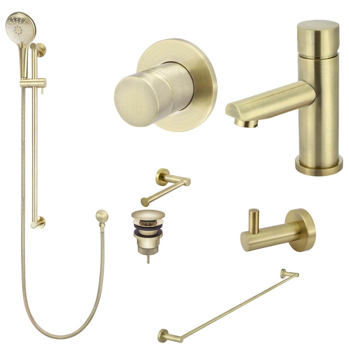 Meir Round Pinless 8-Piece Bathroom Package - Tiger Bronze: every piece in the package