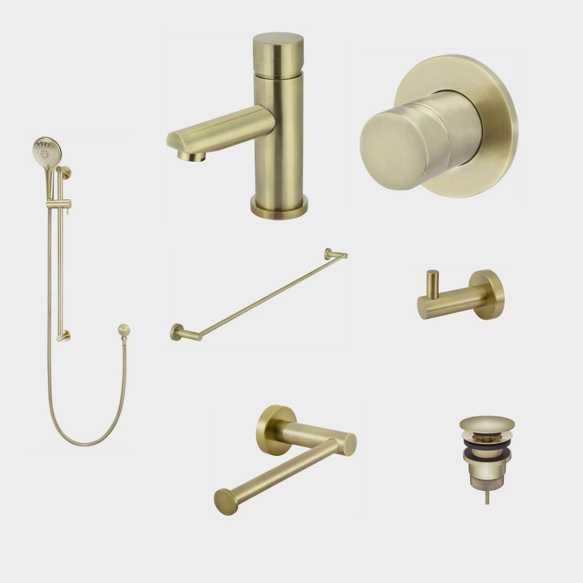 Meir Round Pinless 8-Piece Bathroom Package - Tiger Bronze: every piece in the package