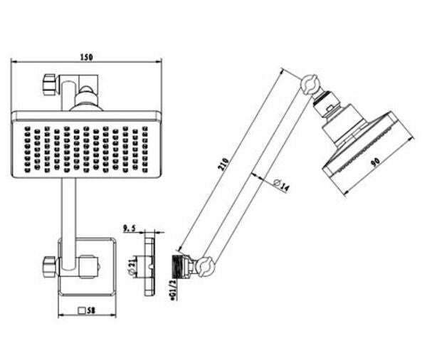 Caroma MAHA HI-RISE SHOWERCHROME
