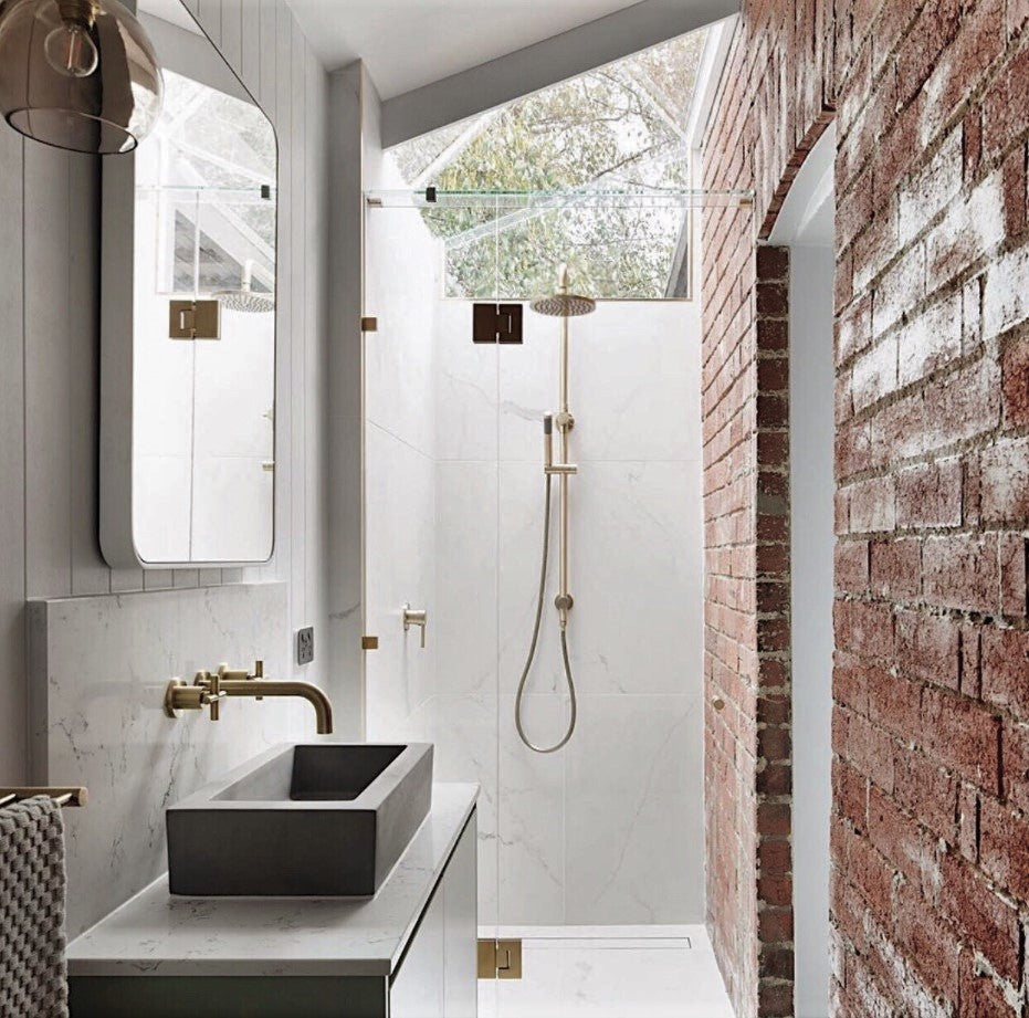 Meir Round Combination Shower Rail 200mm Rose, Single Function Hand Shower