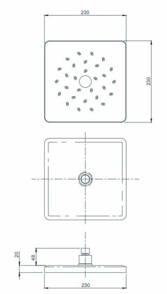 Methven SQUARE OVERHEAD SHOWER230MM STAINLESS STEEL