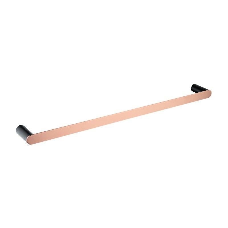 Round Black &amp; Rose Gold 304 Stainless Steel Single Towel Rail 600mm