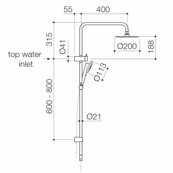 Caroma Urbane® II Rail Shower with 200mm Overhead