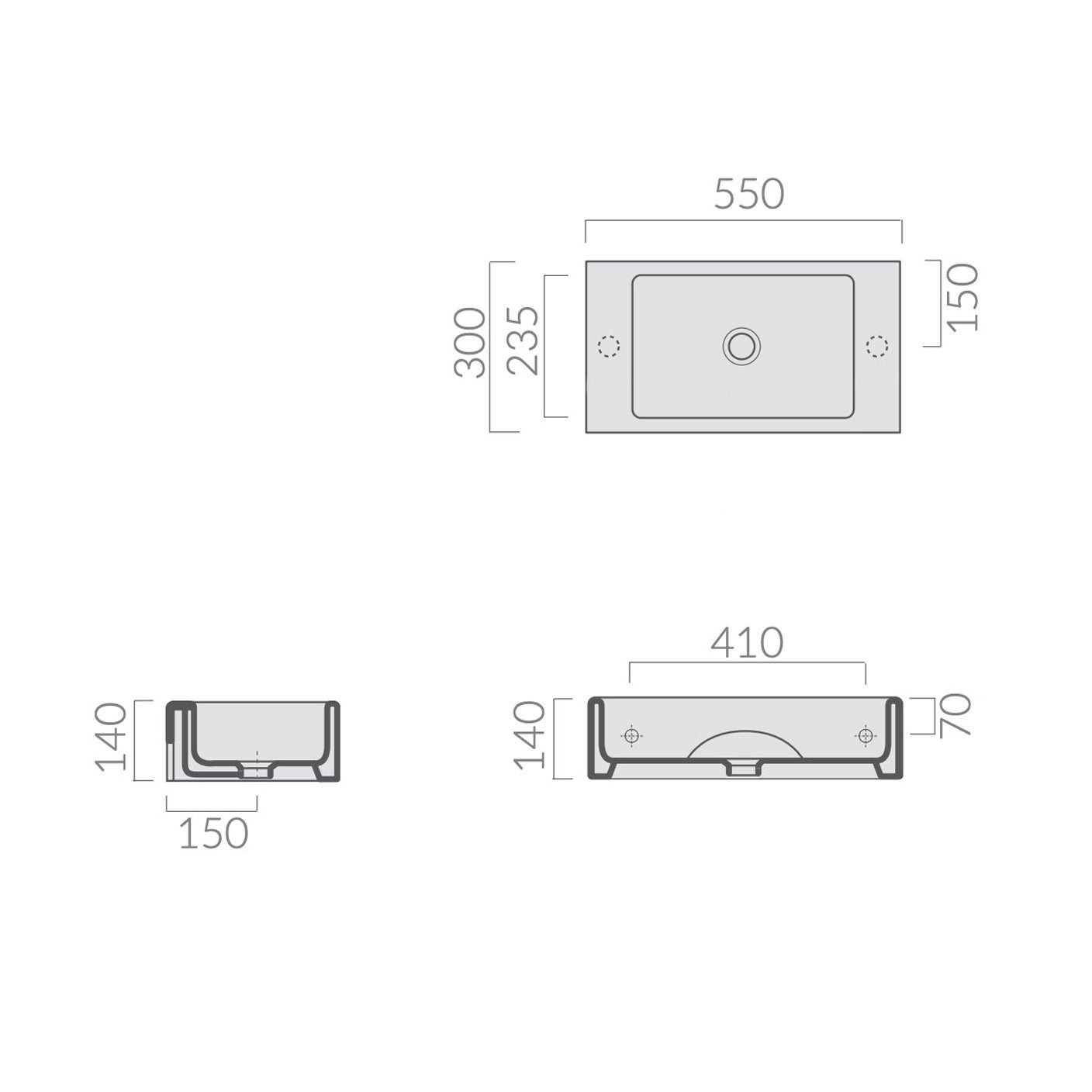 Arcisan Plus Design 550 x 300 Wall Hung Basin