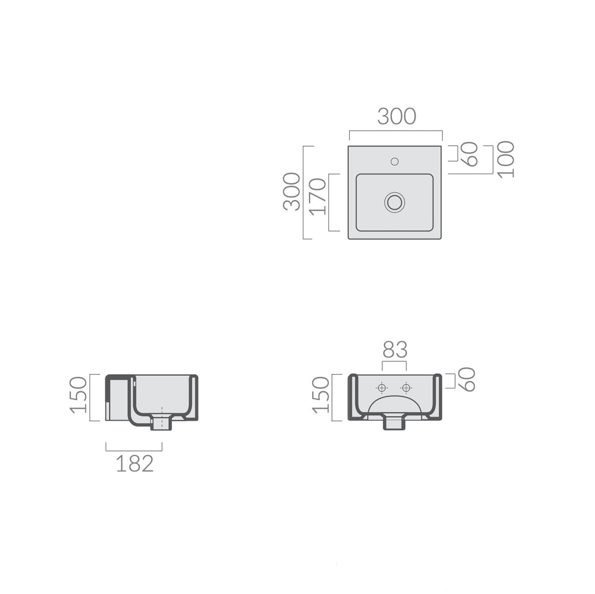 Arcisan Plus Design 300 x 300 Wall Hung Basin