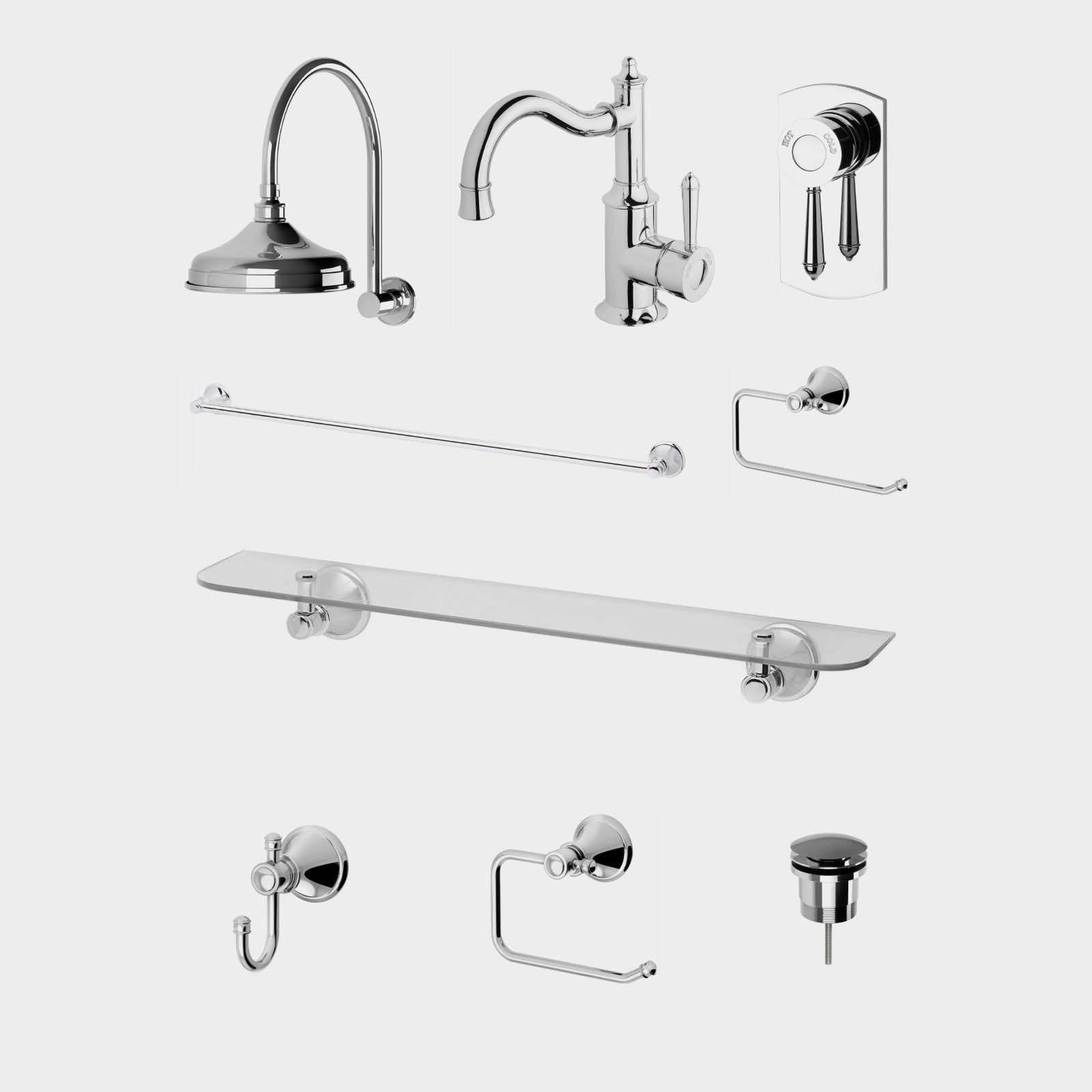 Phoenix Nostalgia 9-Piece Bathroom Package - Chrome: every piece in the package