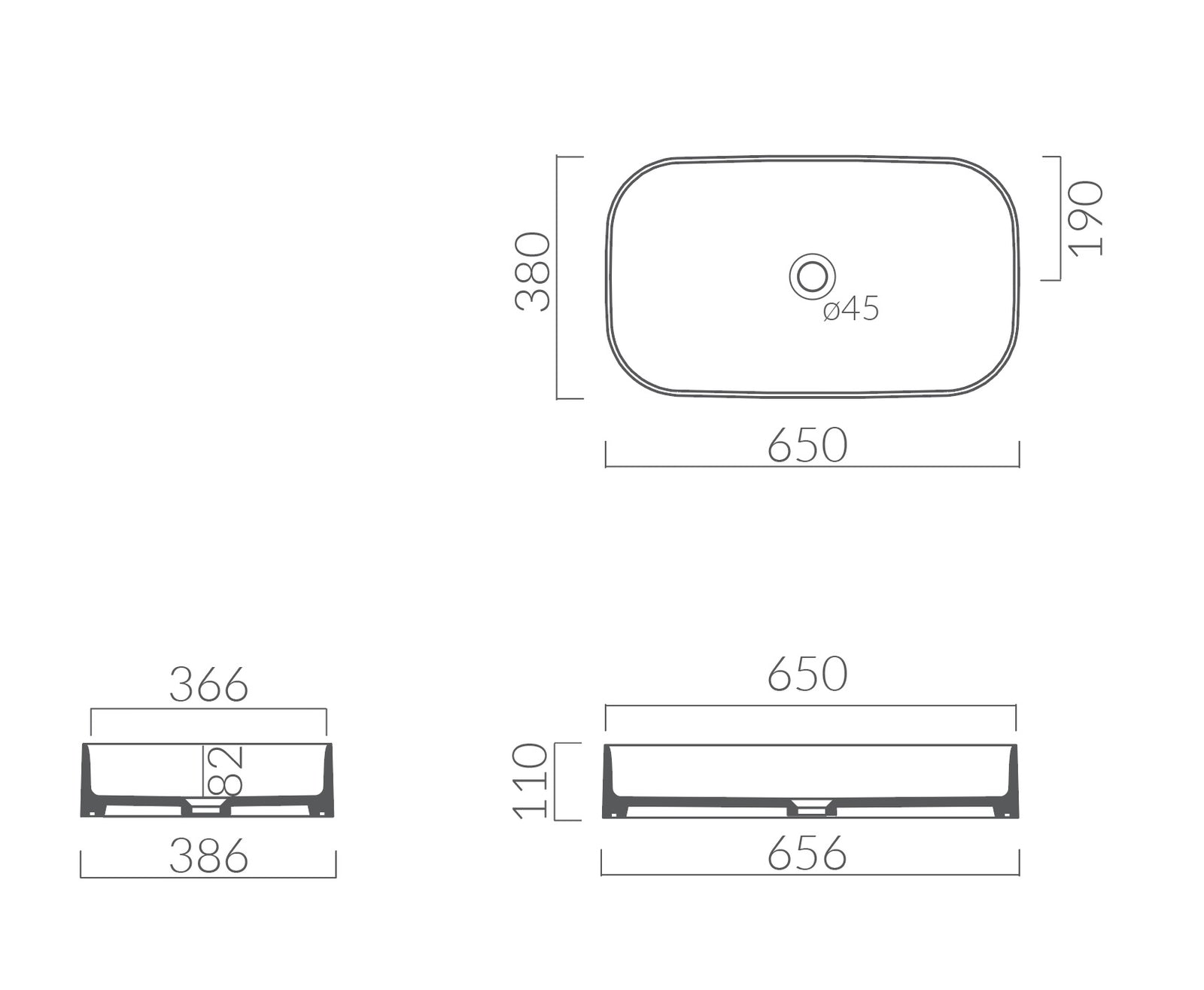 Arcisan SmartB 650 x 380 Above Counter Basin