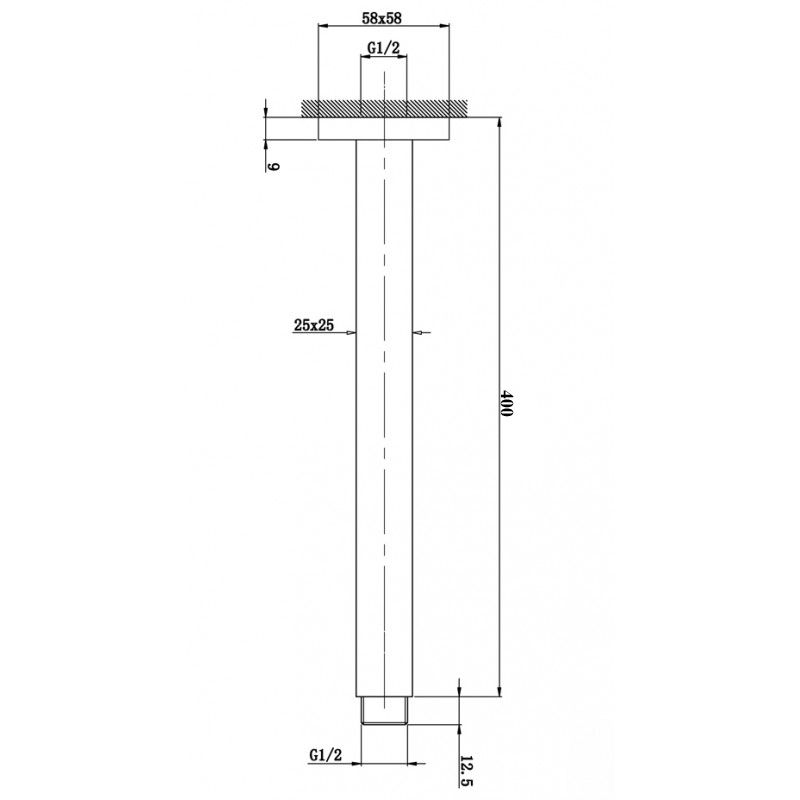 Norico Cavallo 400mm Brushed Yellow Gold Square Ceiling Shower Arm