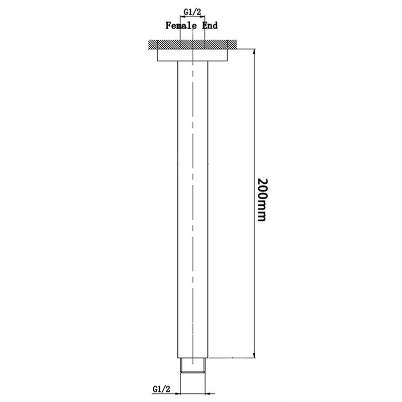 Norico Cavallo 200mm Brushed Nickel Square Ceiling Shower Arm