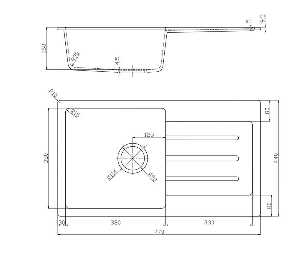 Bella Vista Fomos Sink | 770 x 440 160 MM