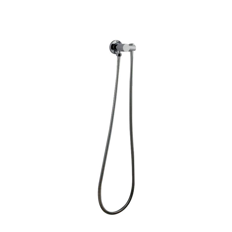 Norico Pentro Brushed Nickel Round Shower Holder Wall Connector &amp; Hose