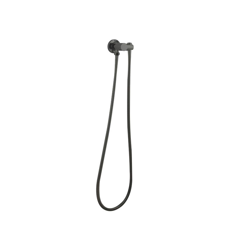 Norico Pentro Gun Metal Grey Round Shower Holder Wall Connector &amp; Hose