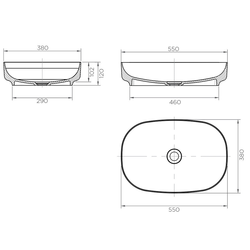 Arcisan Synergii Solid Surface 550 x 380 x 120mm Above Counter Basin