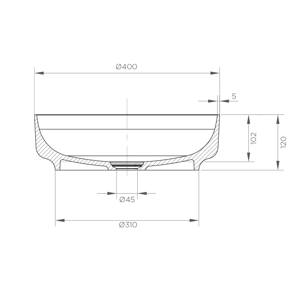 Arcisan Arcistone Synergii Stone Ø400 x 120mm Above Counter Basin