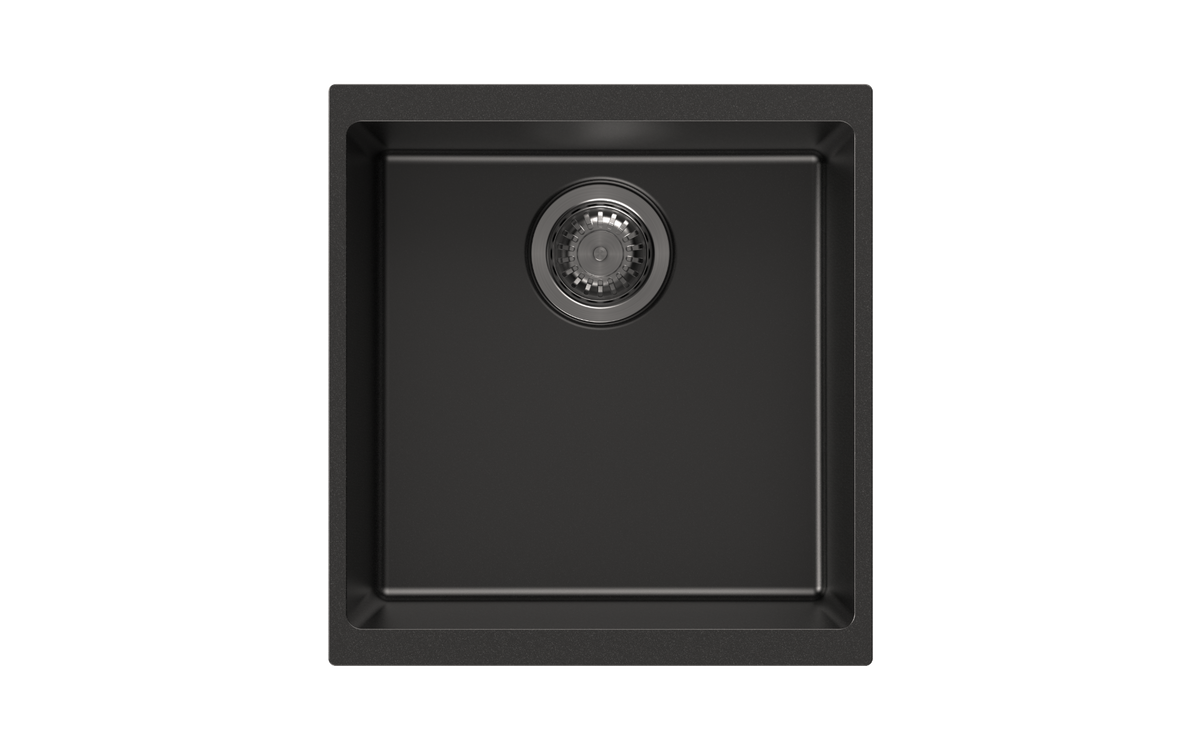 430 x 460 x 200mm Carysil Enigma 100M Single Bowl Granite Kitchen/Laundry Sink Top/Flush/Under Mount