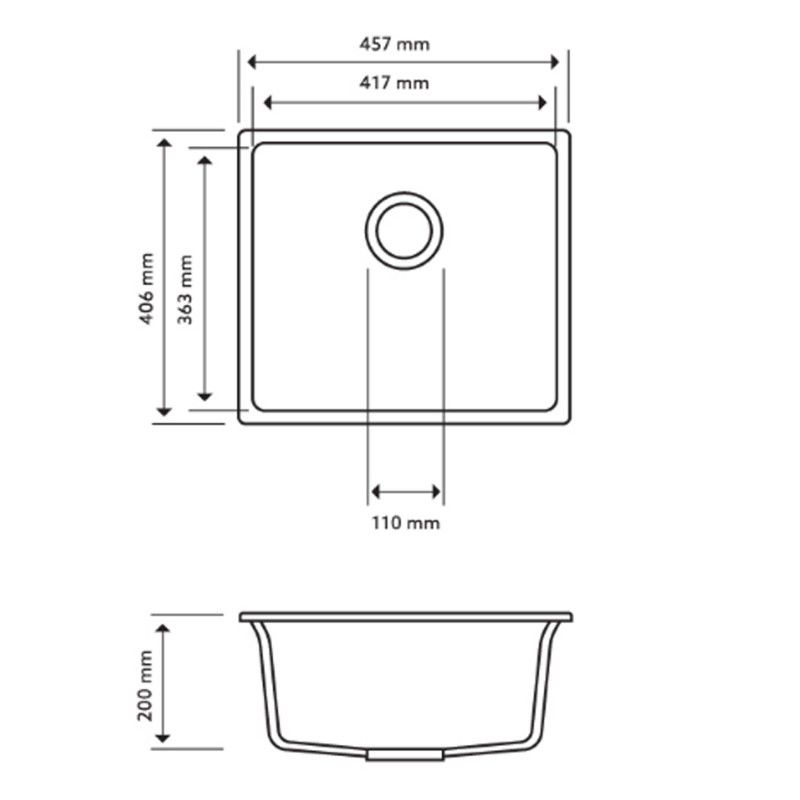 Carysil Magic Salsa Single Bowl Granite Stone Kitchen/Laundry Sink Top/Flush/Under Mount | 457 x 406 x 200mm