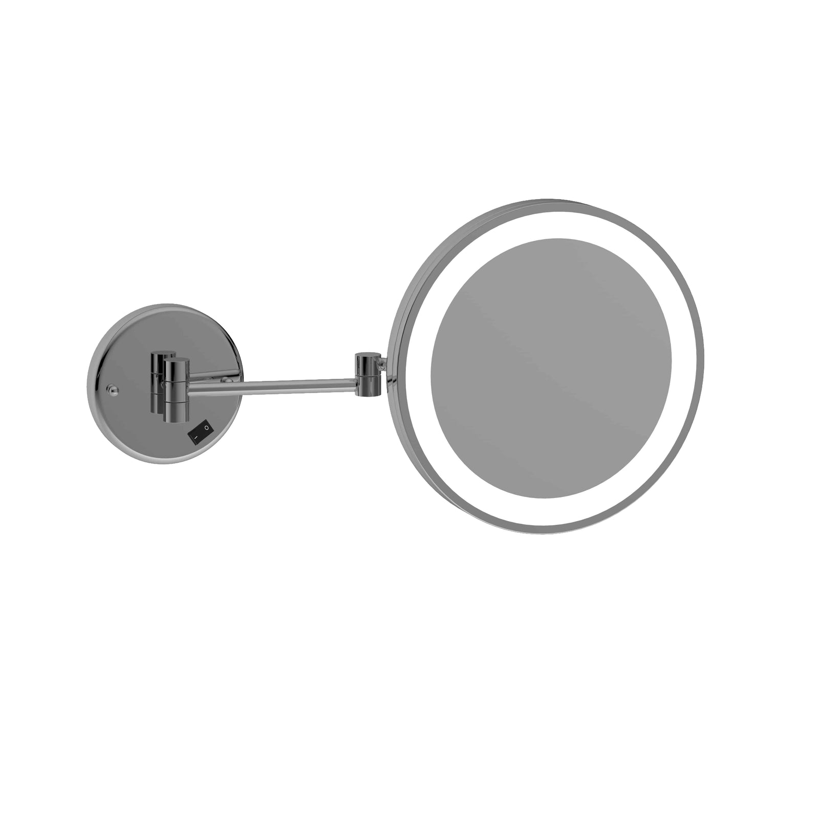 5x Magnification Chrome Wall Mounted Shaving Mirror, 250 mm Diameter with Exposed Wiring
