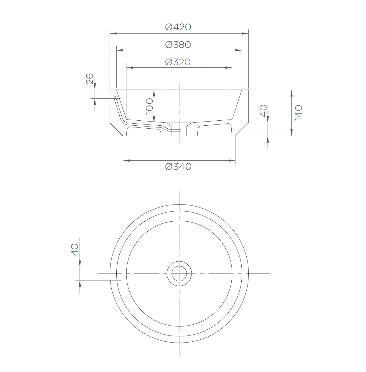 Arcisan Venn 420 Round Above Counter Basin