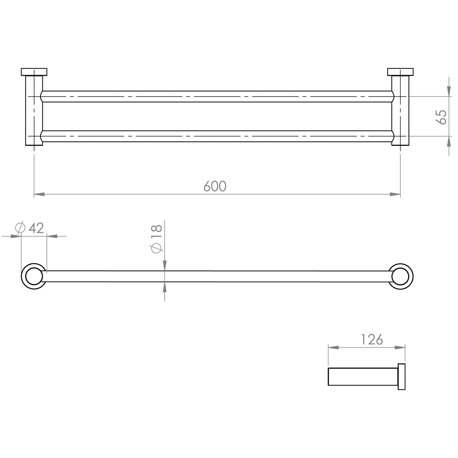 Arcisan Venn Double Towel Rail - 600mm