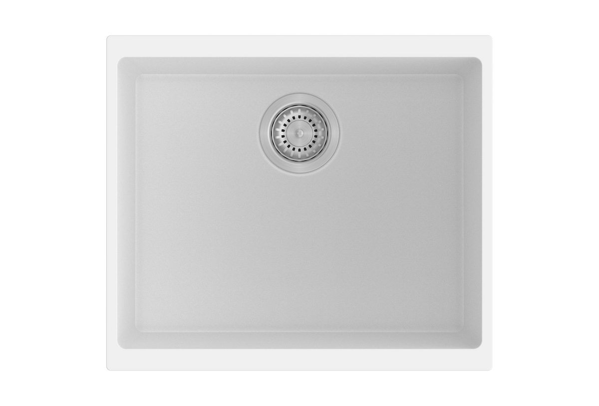 530 x 460 x 200mm Carysil Enigma 100S Single Bowl Granite Kitchen/Laundry Sink Top/Flush/Under Mount