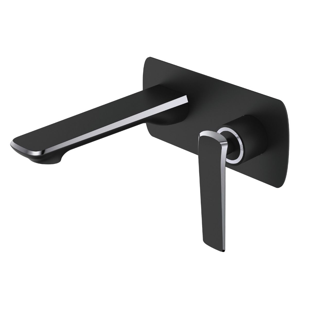 Norico Esperia Matte Black &amp; Chrome Wall Mixer With Spout