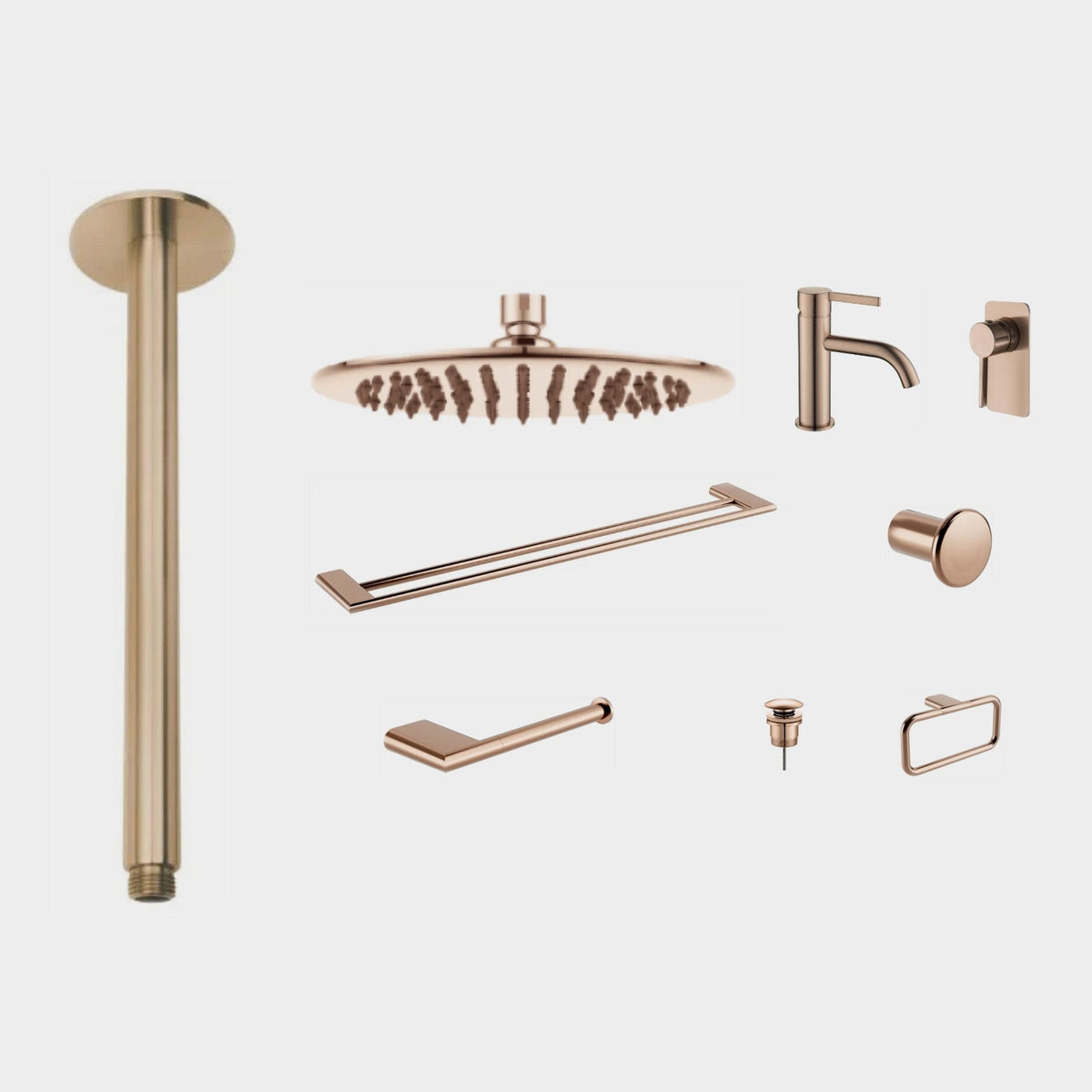 Zenmo KENZO 9-Piece Bathroom Package - Champagne Copper: every piece in the package