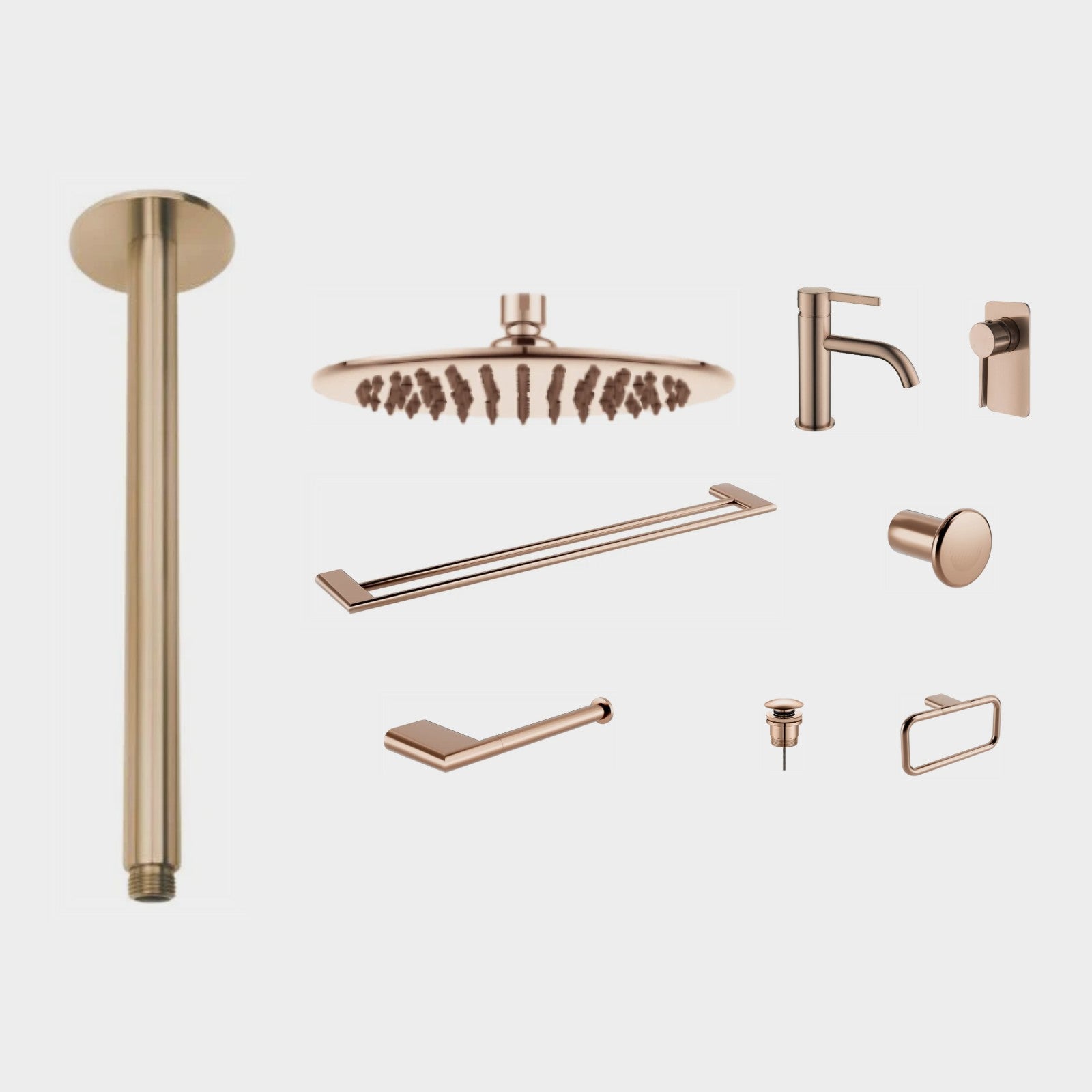 Zenmo KENZO 9-Piece Bathroom Package - Champagne Copper: every piece in the package